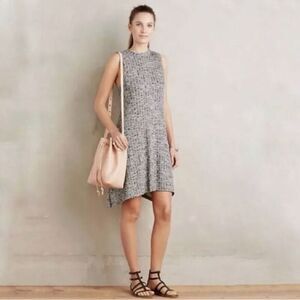 Maeve Anthropologie Emerson Black Sleeveless Ribbed Jersey Swing Dress